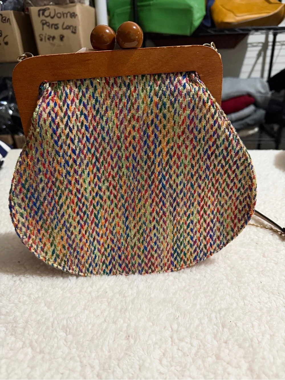 Multicolor Woven Frame Crossbody Bag